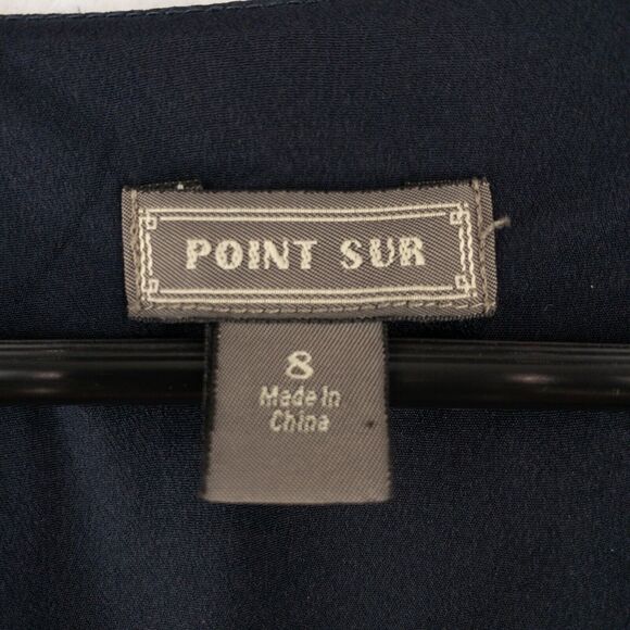 J. Crew Point Sur Dress Womens 8 Navy Blue V Neck Ruffle Short Sleeve - Picture 5 of 12